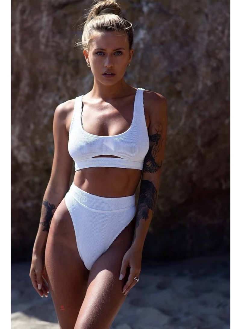 Angelsin Low-cut Bikini Top White - Image 1